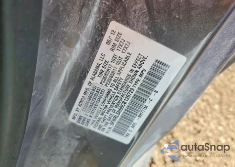 2012 Honda Odyssey Exl z USA, uszkodzony, nr VIN 5FNRL5H60CB120729